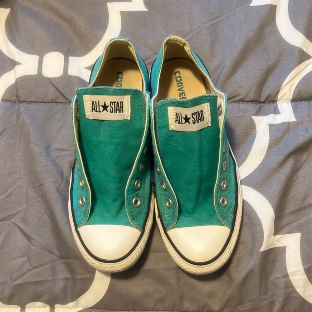Converse all star low top teal sz 8